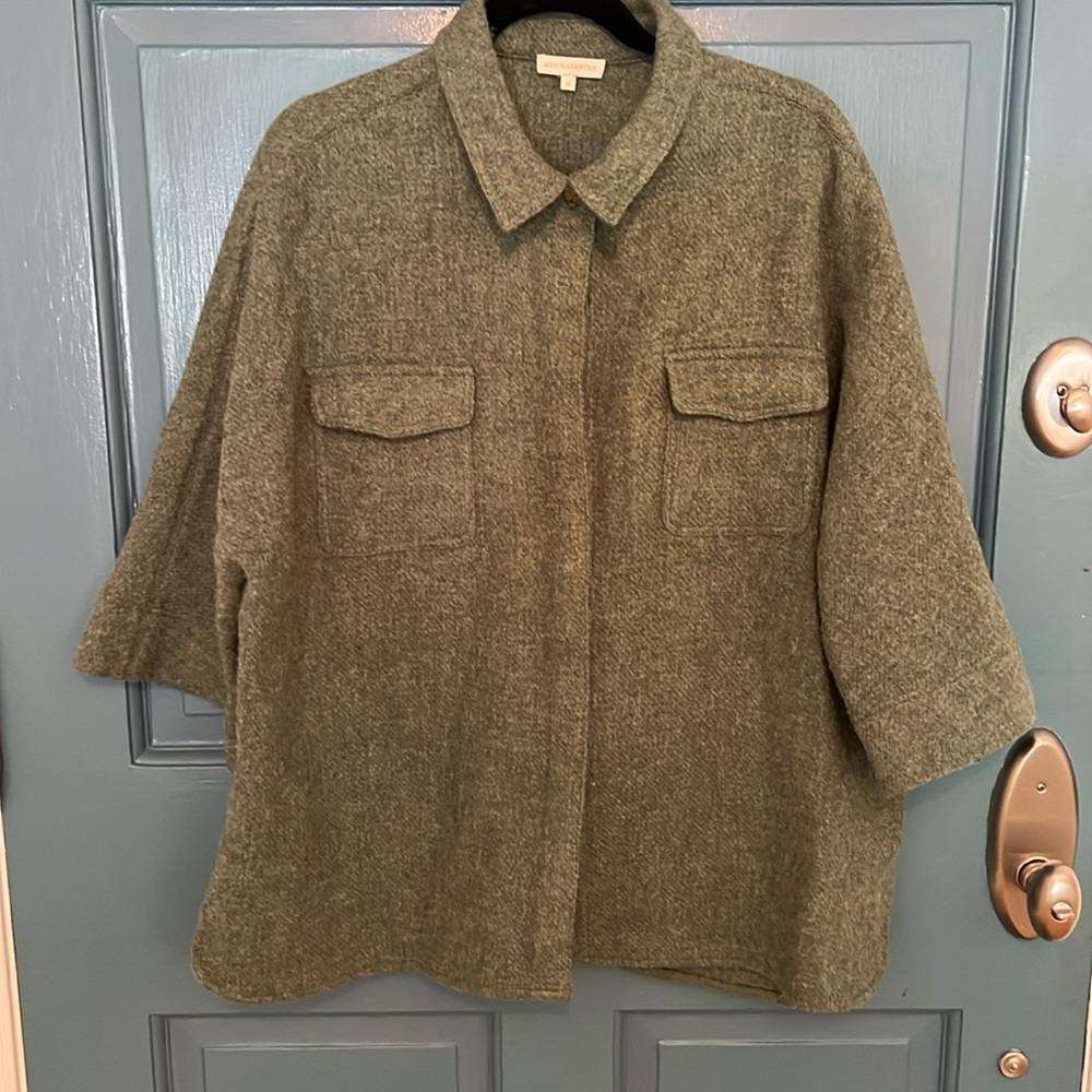 Ann Mashburn Sage Green Wool Coat Size XL—worn 3 times!